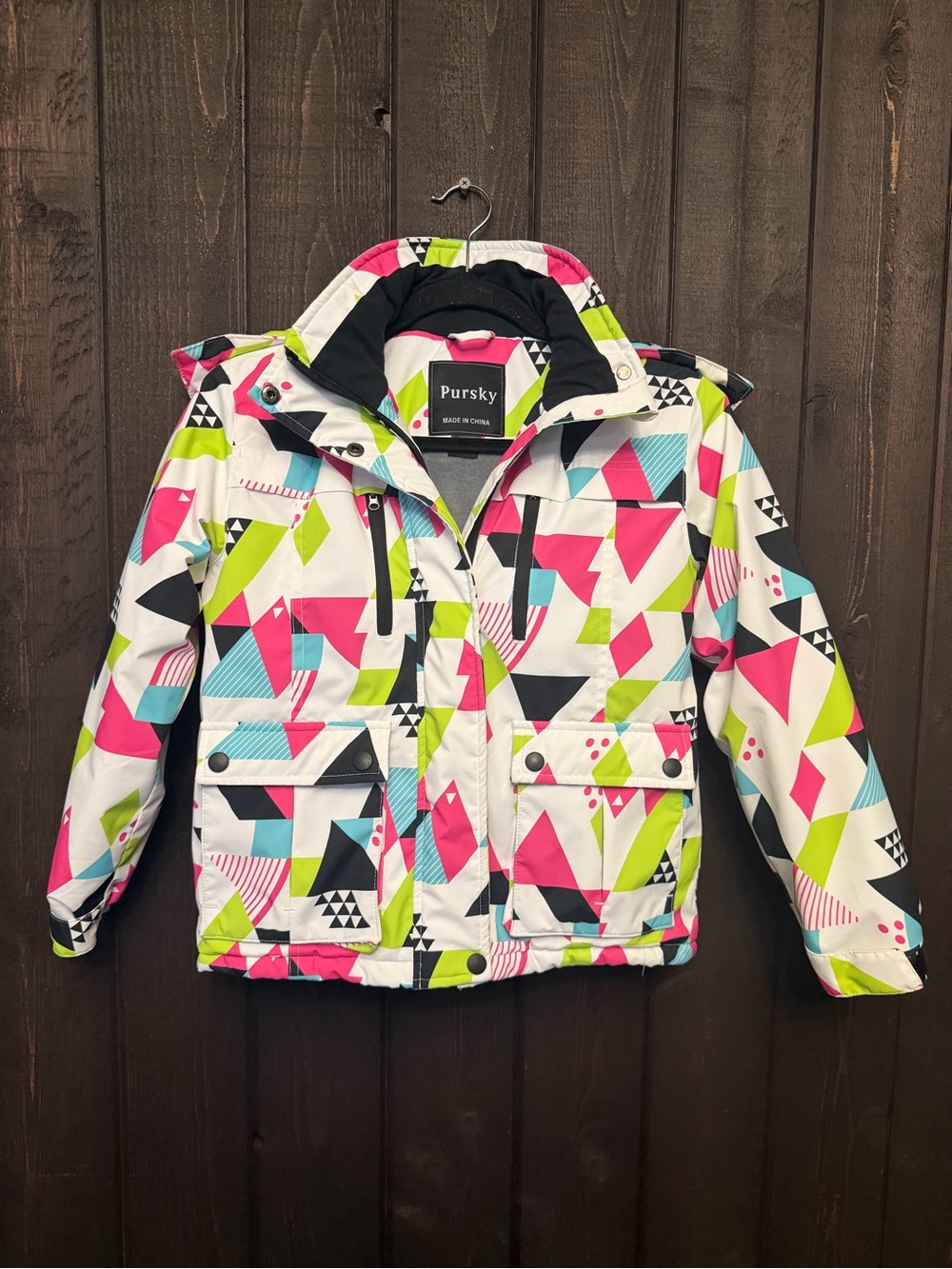Pursky Girls Winter Ski Jacket Coat Puffer w/Detachable Faux Fur Hood Sz 8 Kids
